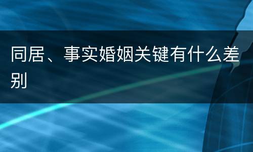 同居、事实婚姻关键有什么差别