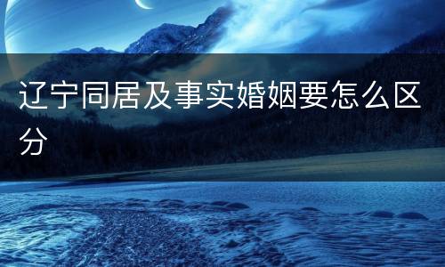 辽宁同居及事实婚姻要怎么区分