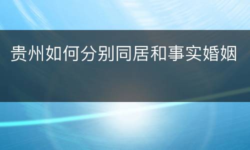 贵州如何分别同居和事实婚姻