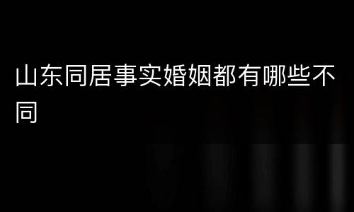 山东同居事实婚姻都有哪些不同