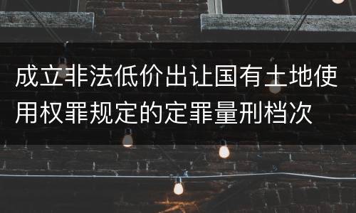 成立非法低价出让国有土地使用权罪规定的定罪量刑档次