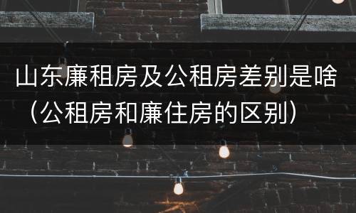 山东廉租房及公租房差别是啥（公租房和廉住房的区别）