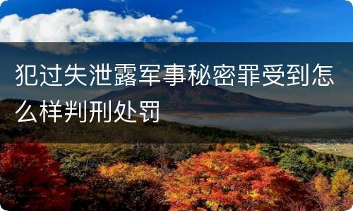 犯过失泄露军事秘密罪受到怎么样判刑处罚