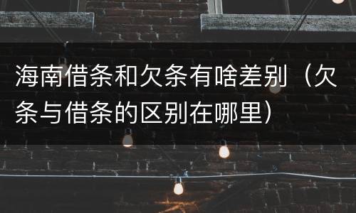 海南借条和欠条有啥差别（欠条与借条的区别在哪里）