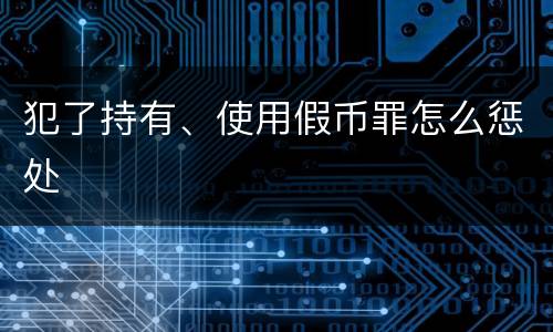 犯了持有、使用假币罪怎么惩处