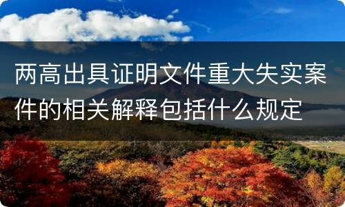 两高出具证明文件重大失实案件的相关解释包括什么规定