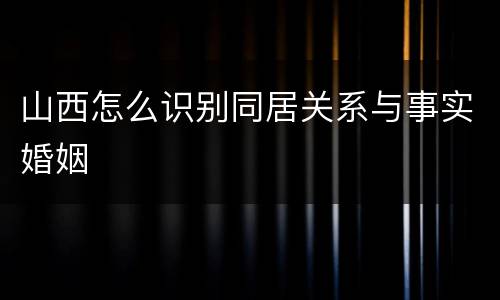 山西怎么识别同居关系与事实婚姻