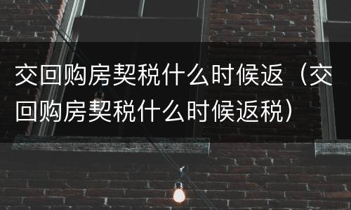 交回购房契税什么时候返（交回购房契税什么时候返税）