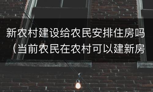 新农村建设给农民安排住房吗（当前农民在农村可以建新房吗）
