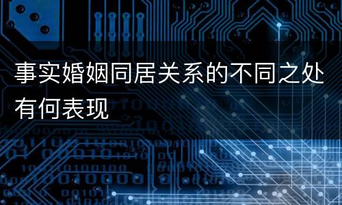 事实婚姻同居关系的不同之处有何表现