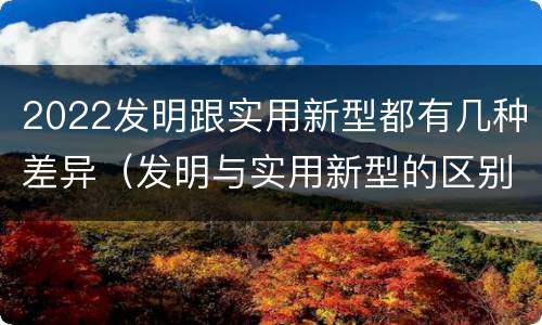 2022发明跟实用新型都有几种差异（发明与实用新型的区别）
