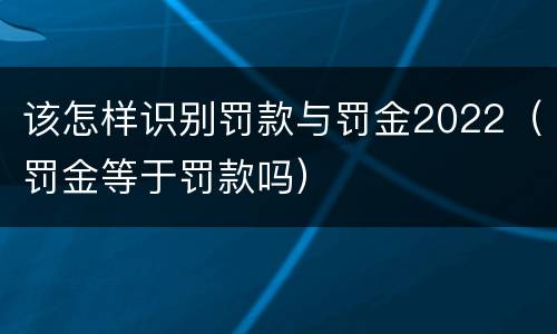 该怎样识别罚款与罚金2022（罚金等于罚款吗）