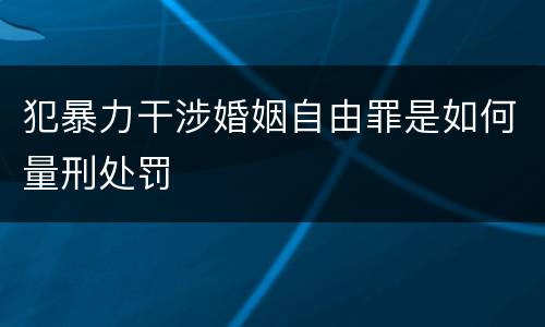犯暴力干涉婚姻自由罪是如何量刑处罚
