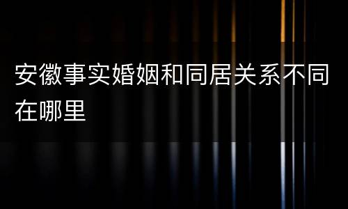 安徽事实婚姻和同居关系不同在哪里