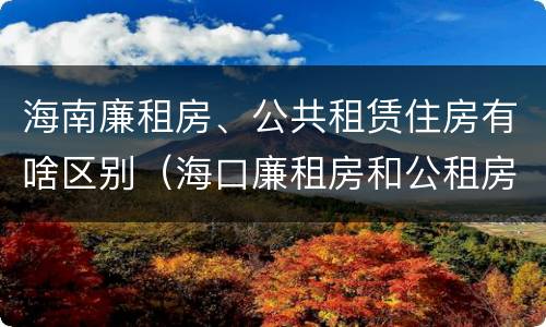 海南廉租房、公共租赁住房有啥区别（海口廉租房和公租房的区别）