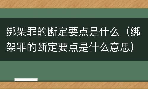 绑架罪的断定要点是什么（绑架罪的断定要点是什么意思）