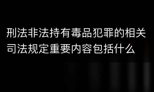 刑法非法持有毒品犯罪的相关司法规定重要内容包括什么