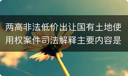 两高非法低价出让国有土地使用权案件司法解释主要内容是什么