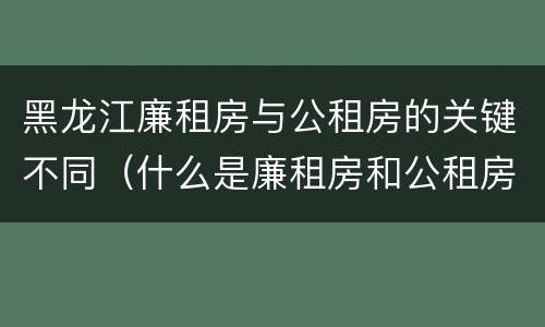 黑龙江廉租房与公租房的关键不同（什么是廉租房和公租房两个有什么特点）