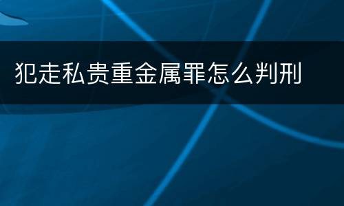 犯走私贵重金属罪怎么判刑