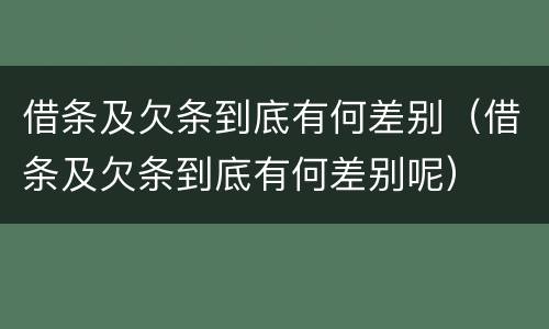 借条及欠条到底有何差别（借条及欠条到底有何差别呢）