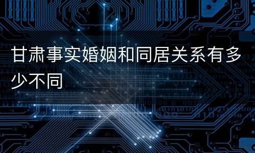 甘肃事实婚姻和同居关系有多少不同