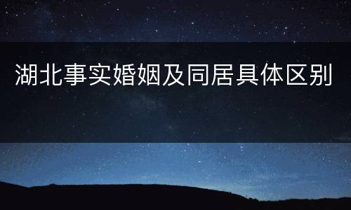 湖北事实婚姻及同居具体区别