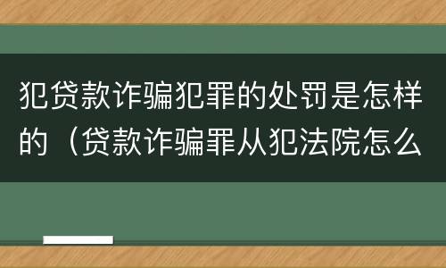 犯贷款诈骗犯罪的处罚是怎样的（贷款诈骗罪从犯法院怎么量刑）