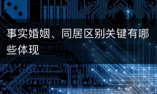 事实婚姻、同居区别关键有哪些体现