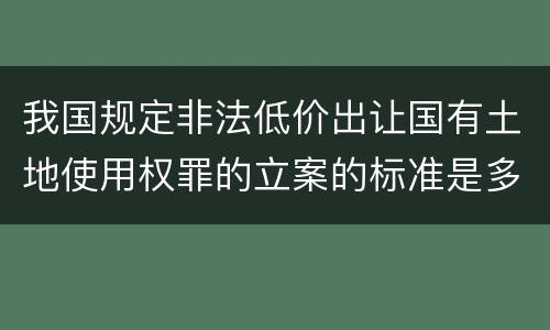 我国规定非法低价出让国有土地使用权罪的立案的标准是多少