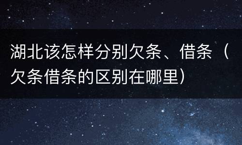 湖北该怎样分别欠条、借条（欠条借条的区别在哪里）
