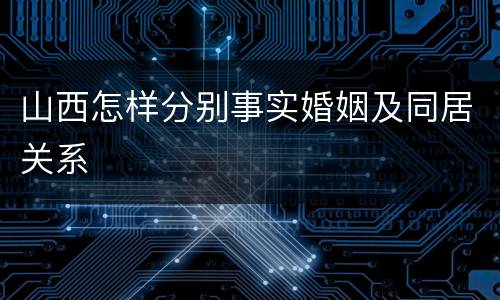 山西怎样分别事实婚姻及同居关系