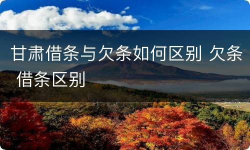 甘肃借条与欠条如何区别 欠条 借条区别