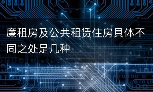 廉租房及公共租赁住房具体不同之处是几种