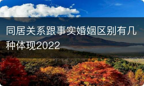 同居关系跟事实婚姻区别有几种体现2022