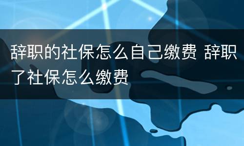 辞职的社保怎么自己缴费 辞职了社保怎么缴费