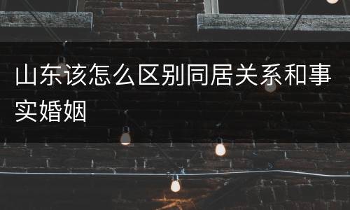 山东该怎么区别同居关系和事实婚姻