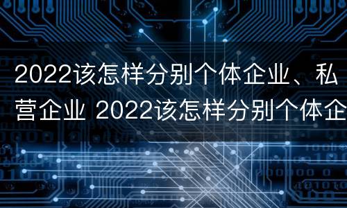 2022该怎样分别个体企业、私营企业 2022该怎样分别个体企业,私营企业呢