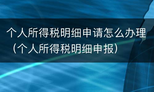 个人所得税明细申请怎么办理（个人所得税明细申报）