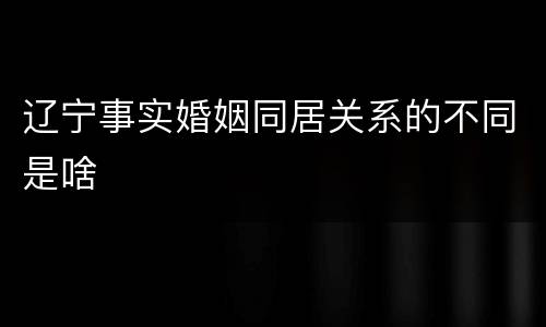 辽宁事实婚姻同居关系的不同是啥