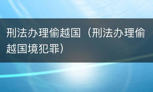 刑法办理偷越国（刑法办理偷越国境犯罪）