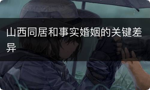 山西同居和事实婚姻的关键差异