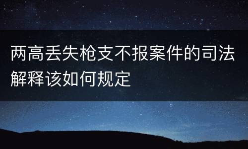 两高丢失枪支不报案件的司法解释该如何规定
