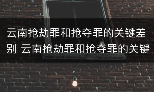 云南抢劫罪和抢夺罪的关键差别 云南抢劫罪和抢夺罪的关键差别是什么