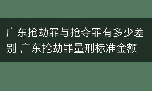 广东抢劫罪与抢夺罪有多少差别 广东抢劫罪量刑标准金额