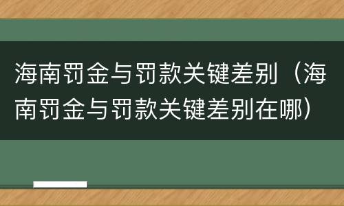 海南罚金与罚款关键差别（海南罚金与罚款关键差别在哪）