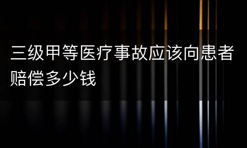 三级甲等医疗事故应该向患者赔偿多少钱