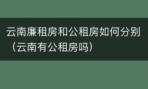 云南廉租房和公租房如何分别（云南有公租房吗）