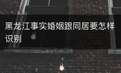 黑龙江事实婚姻跟同居要怎样识别