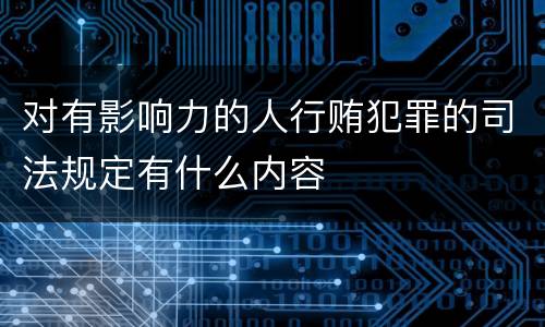 对有影响力的人行贿犯罪的司法规定有什么内容